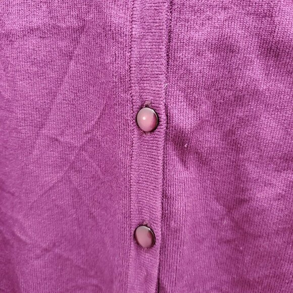 Audrey & Grace Women's Purple Silk Blend Rosette LS Button Up Knit Cardigan Sz S - Picture 3 of 7